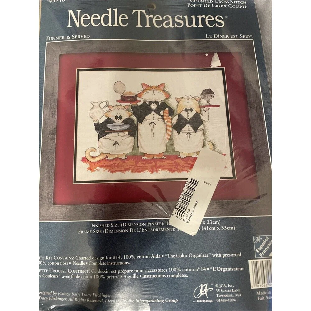 Needle treasures Dinner Is Served Cats Counted Cross Stitch 12x9